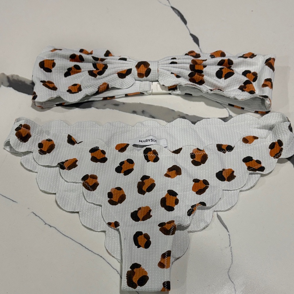 Marysia Swim White and Orange Leopard Bikini